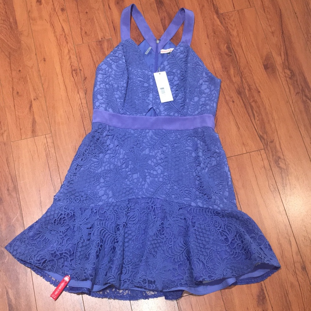 Rebecca Taylor lace halter periwinkle dress NEW - Picture 2 of 8